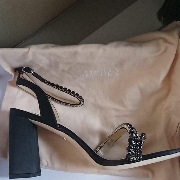 BADGLEY MISCHKA women's black feisty ankle strap rhinestone sandal size 11 - Picture 4 of 7